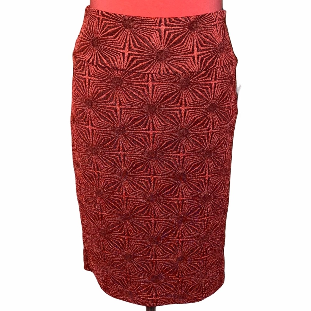 Super stretchy Coral Jacquard Sunburst Pencil Skirt